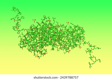 Human sonic hedgehog N-terminal domain. Molecular model based on protein data bank entry 3m1n. Scientific background. 3d illustration