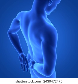 Human Suffering with Severe Back Pain Anatomy. 3D - Powered by Shutterstock