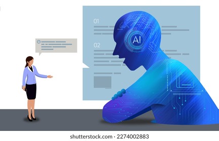 A human is talking to an artificial intelligence (AI)