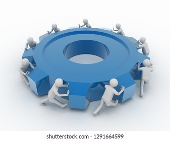 human team group move . teamwork concept . 3d rendered illustration