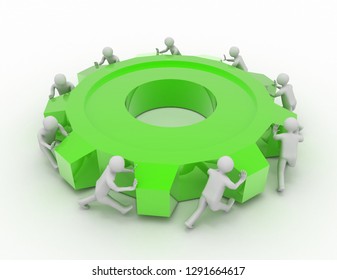 human team group move . teamwork concept . 3d rendered illustration