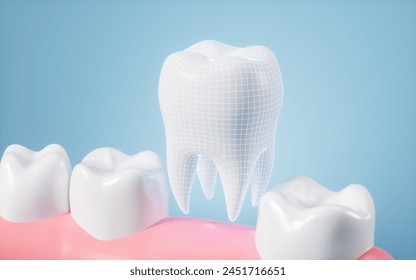 Human tooth model, tooth implantation, orthodontics, 3d rendering. 3d illustration. - Powered by Shutterstock