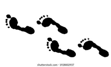 Human Walking Footsteps imprint on white background