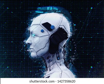 Humanoid Robot Girl Artificial Intelligence Background Stock ...