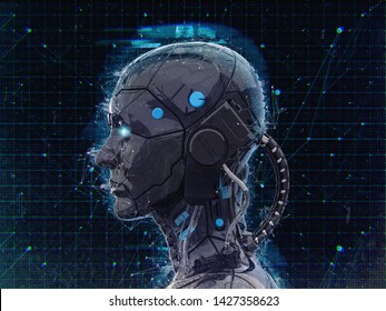 Humanoid Robot Girl Artificial Intelligence Background Stock ...