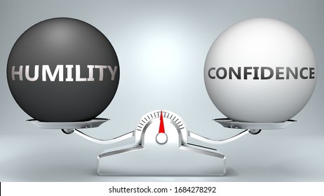 Humility Confidence Balance Pictured Scale Words Stock Illustration ...