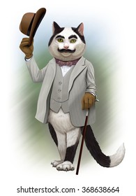 Humorous Picture Cat Detective Hercule Poirot