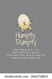 Humpty Dumpty Poster, Nursery Rhymes For Kids And Toddlers Visual Learning Chart, Wall Art, Home Decor, Montessori And Kindergarten Classroom Art.