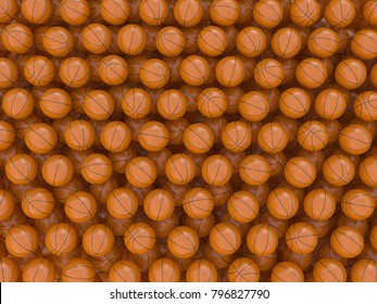 Hundresds Of Basketball Balls Background Wallpaper 3d Rendering