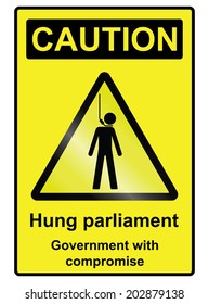 Hung Parliament Hazard Warning Information Sign Isolated On White Background