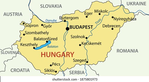 Hungary - Map Of Country - Illustration