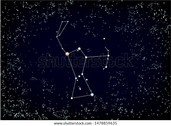 ギリシャ神話のハンター オリオン 星のように黒い空の背景にオリオン座のイラトス 星座の明るい星は リゲル ベテルゲーズ 赤い超巨星です のイラスト素材