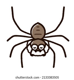 Huntsman Spider Character With An Egg Sac. Huntsman Spider Is A Beneficial Insect And A Large Spider.