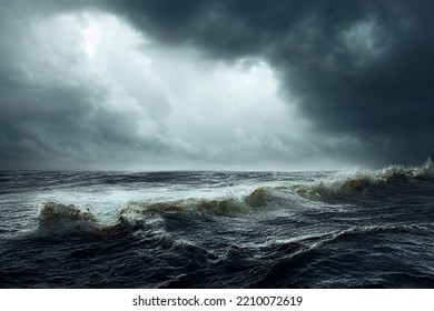A hurricane crashing down and closing in on the coast beach rain bad weather tempest inclement weather shoreline 3d illustration