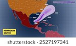 Hurricane Milton expected wind path way and speed statistic. Hurricane Milton approaching the Gulf of Mexico, Florida.