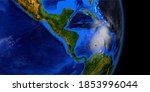 Hurricane from Space. Elements of this high resolution 3d rendering are furnished by NASA.