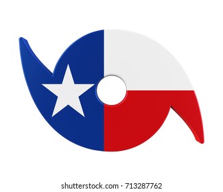 Hurricane Symbol With Texas State Flag. 3D Rendering