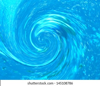 A hurricane or tornado-like abstract with debris being pulled into the vortex. Partial blur indicates speed. Rendered from a natural spring with fish.