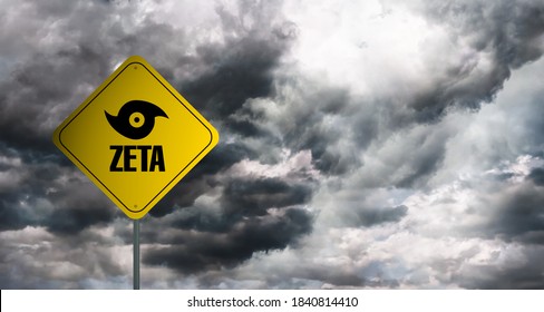 Hurricane Zeta Banner With Storm Clouds Background.	
