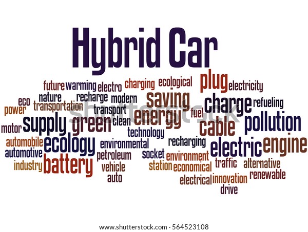 Hybrid car,\
word cloud concept on white background.\
