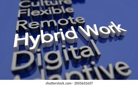Hybrid Work Job Virtual Flexible Workplace Office Location 3d Illustration
