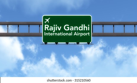 Hyderabad India Airport Highway Road Sign 3D Illustration