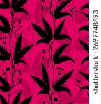 Hydrangea branches black hand drawing on yellow background seamless pattern for all prints.
