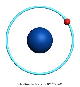 Hydrogen Atom On White Background