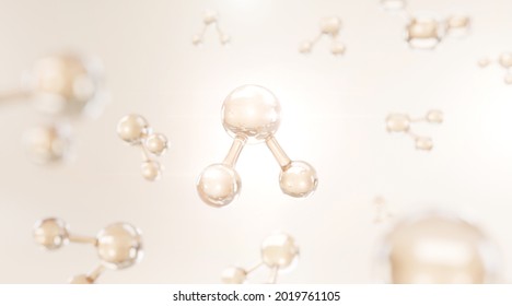 Hydrogen Molecule, Molecules Of Water Background, Abstract Background For Medical. 3d Rendering. 