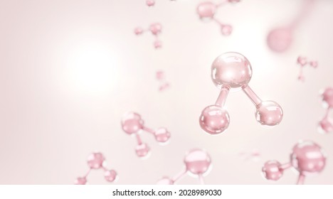 Hydrogen Molecule, Molecules Of Water Background, Abstract Background For Medical. 3d Rendering. 