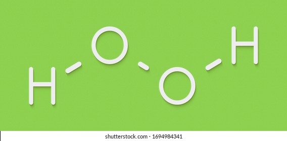 Hydrogen Peroxide Molecule. Reactive Oxygen Species (ROS). Used As Bleaching Agent, Disinfectant, Chemical Reagent, Etc. Skeletal Formula.