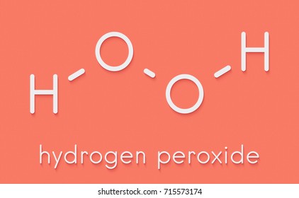 Hydrogen Peroxide Molecule. Reactive Oxygen Species (ROS). Used As Bleaching Agent, Disinfectant, Chemical Reagent, Etc. Skeletal Formula.