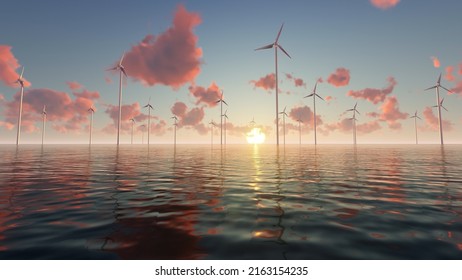 Hydrogen renewable energy production - hydrogen gas for clean electricity solar and windturbine facility. Zero emission.Futuristic energy sources. 3d rendering.