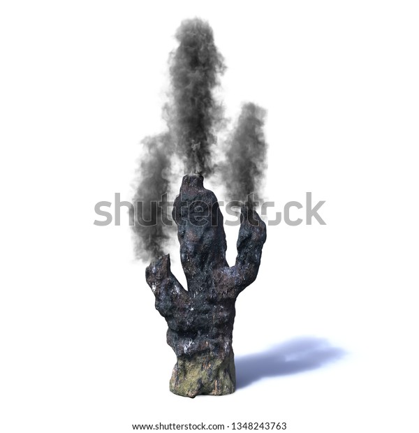hydrothermal vent, black smoker (3d rendering\
isolated on white\
background)