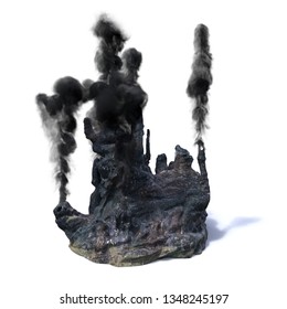 Hydrothermal Vents, Black Smoker (3d Rendering Isolated On White Background)