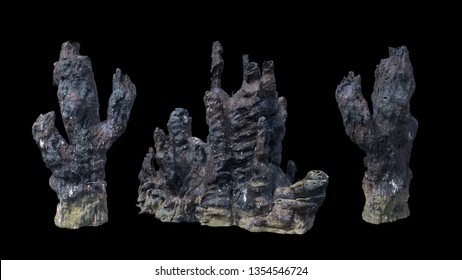 Hydrothermal Vents, Black Smoker (3d Rendering Isolated On Black Background)