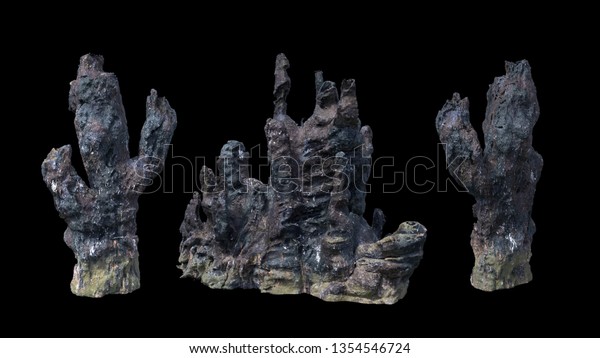 hydrothermal vents, black smoker (3d\
rendering isolated on black\
background)