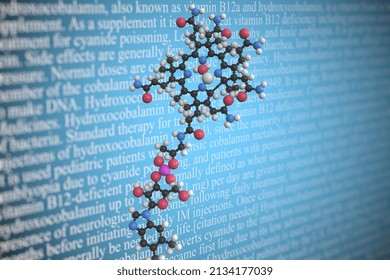 Hydroxocobalamin Scientific Molecular Model,  3D Rendering