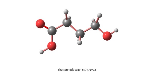 Hydroxybutyric Acid Or GHB Or 4-hydroxybutanoic Acid Is A Naturally Occurring Neurotransmitter And A Psychoactive Drug. It Is A Precursor To GABA, Glutamate, And Glycine. 3d Illustration