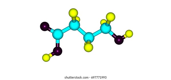 Hydroxybutyric Acid Or GHB Or 4-hydroxybutanoic Acid Is A Naturally Occurring Neurotransmitter And A Psychoactive Drug. It Is A Precursor To GABA, Glutamate, And Glycine. 3d Illustration