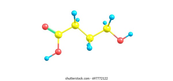 Hydroxybutyric Acid Or GHB Or 4-hydroxybutanoic Acid Is A Naturally Occurring Neurotransmitter And A Psychoactive Drug. It Is A Precursor To GABA, Glutamate, And Glycine. 3d Illustration