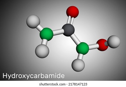 Hydroxycarbamide, Hydroxyurea Molecule. It Is Antimetabolite Drug To Treat Sickle Cell Anemia Crisis. Molecular Model. 3D Rendering. Illustration