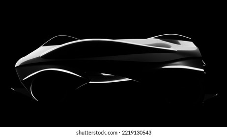 Hyper Car Silhouette - 3D Illustration