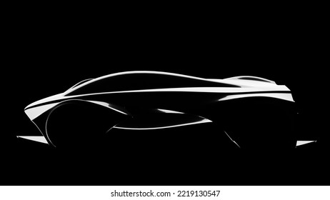 Hyper Car Silhouette - 3D Illustration