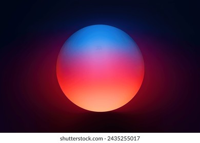 Hyper realistic neon colored shape minimalism. 3d glow sphere