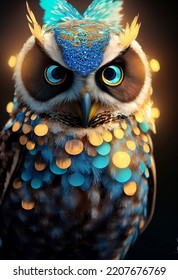 Hyper Realistic Portrait Of  Beautiful Owl 