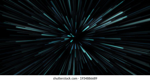 Hyper Space Jump Through The Universe In Motion In Blue