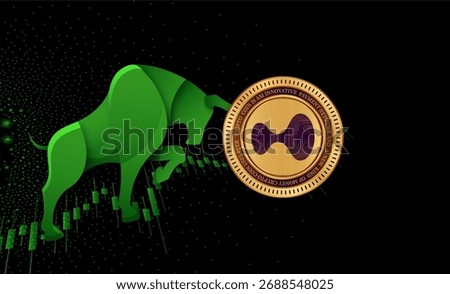 hyperliquid-hyper cryptocurrency illustrations on abstract background. 3d illustrations.