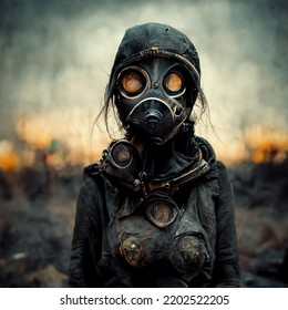 Hyperrealism Post-apocalyptic Girl With Gas Mask