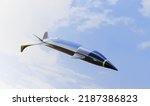 Hypersonic Jet aircraft in sky. Future technology with supersonic Jet. 3d render.